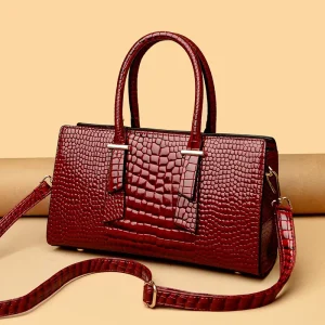 Luxury Handbags Retro Ladies Messenger Shoulder Bag Bolsa Stone Pattern Designer PU Patent Leather Crossbody Bag for Women Tote