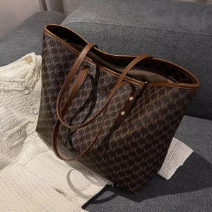 Luxury Looking Large Capacity Two Zipper PU Printed Spring Women’s Shoulder Tote Handbag New Trendy Light Luxury All Match