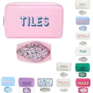 Luxury Mahjong Tiles Storage Bag Zipper Waterproof Foldable Organizer Case for American Mahjong Game Set Accessories