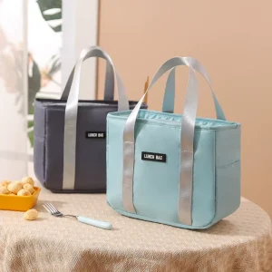 Luxury Portable Tote Lunch Bag New Design with PU Leather Cotton Materials Insulated Zipper Carry for Portable Lunches