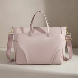 Luxury Saddle Shape Nylon Waterproof Handbags with Large Capacity Crossbody Strap for Women Pink Handbags