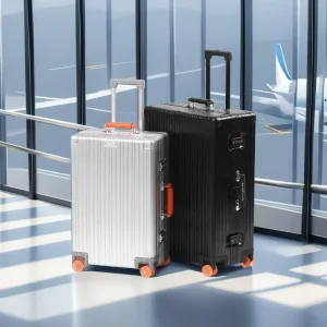 Luxury Style High End Metal Suitcase Box Full Aluminum Alloy Travel Luggages with 4 Jelly Wheels and PU Handle Matching Color