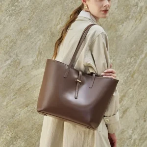 Luxury Top Grain Cowhide Leather Tote Bag for Women Large Capacity Shoulder Bag Minimalist Shopping Bag Tote Bag