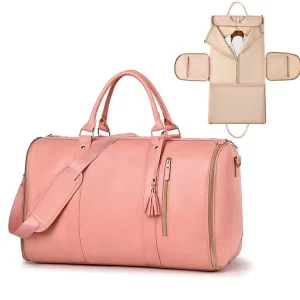 Luxury Vintage Foldable Travel Duffle Bags with Garment Compartment Large Capacity PU Leather Pull Rod Trolley Suit Bag