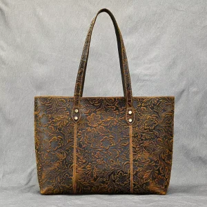Luxury Women’s Fashion Handbag Large Capacity Retro Shoulder Tote Bag with Zipper Closure