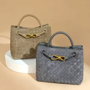 Luxury Woven PU Fashion Tote Bag Women Retro Frosted Leather High Texture Commute Single Shoulder Crossbody Winter Spring