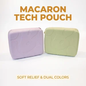 Macaron Silicone Tech Organizer Pouch Portable Hard Shell Zipper Case for Cables Earphones & Cosmetics