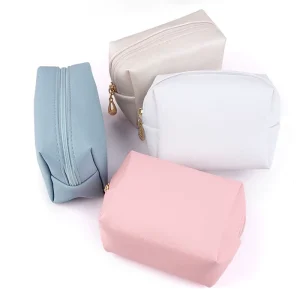 Makeup Bag Gift Custom logo Private Label Small Grey Gold Black White pink Plain Blank Simple Pu Leather Cosmetic Bags