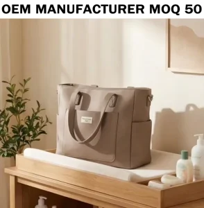 Manufacture OEM ODM Large Capacity PU Leather Travel Baby Nappy Organizer Diaper Bag Pack Tote Portable for Mommy Bag