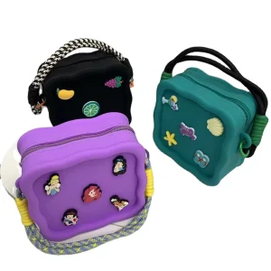 Manufacture Square Silicone Bag New Cute Mini Cartoon Silicone Crossbody Bag With DIY Charms