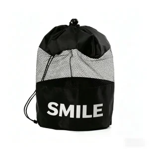 Manufacturer Black Polyester String Bag Custom Durable Round Bottom Waterproof Polyester Mesh Drawstring Bags