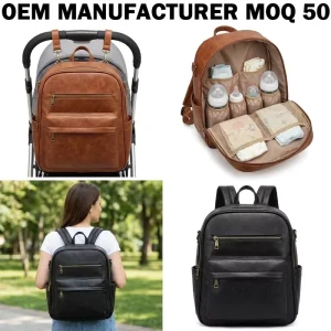Manufacturer Custom PU Multifunction Travel Pack Maternity Baby Changing Bags Large Capacity Diaper Bag Backpack for Newborn