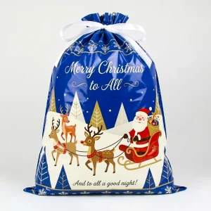 Manufacturer Custom Reusable Drawstring Opp Bag Gravure Printing Holiday Packaging Christmas Gift Bags