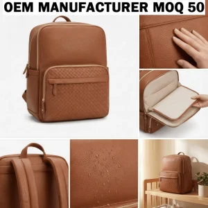 Manufacturer OEM Custom PU Multi-Function Vegan Leather Mommy Backpack Diaper Nappy Changing Bags