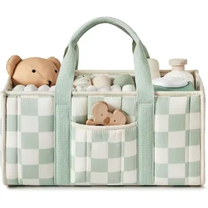 Maternal Infant Outdoor Waterproof Stowable Checkered Polyester Diaper Storage Bag Large Capacity Portable Multifunction