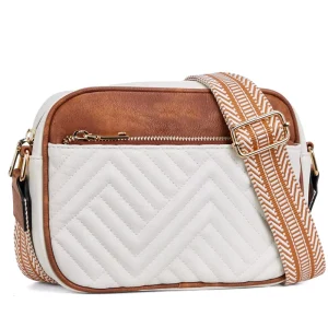 Medium Fashion Crossbody Bags for Women PU Leather Purse with Zipper Closure and Adjustable Wide Strap for Autumn Daily Use