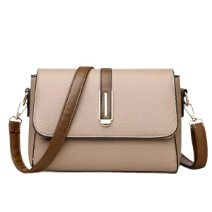 Medium Square Button Closure Single Straps Vintage Leather Texture Lady Fashion Design Crossbody Bag