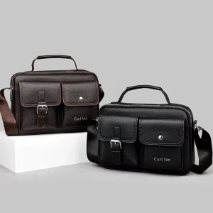 Men PU Leather Messenger Bag Large Capacity Shoulder Tote Business Commute Briefcase