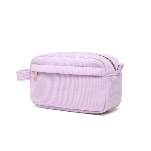 Men’s Corduroy Toiletry Bag Custom Logo Travel Cosmetic Bag Zipper Wash Bag for Travel Grooming