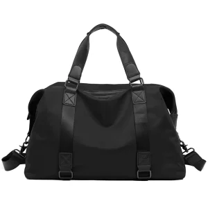 Men’s Fashion Outdoor Travel Duffel Black Teens Weekend Nylon Zipper Waterproof Big Shoulder Sport Trolley Hanging