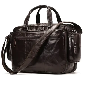 Mens Laptop Bag Genuine Leather Messenger Bag Business Travel Briefcase Satchel Computer Bag