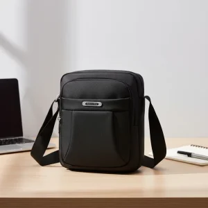 Men’s Lightweight Waterproof Nylon Messenger Shoulder Bag Simple Fashion Versatile Vertical Crossbody Bag for Daily Outdoor Use