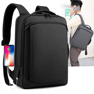 Men’s Oxford Polyester Large Capacity Business Travel School Backpack High-end Double-shoulder Bag Fits 15 Inch Laptop Curved