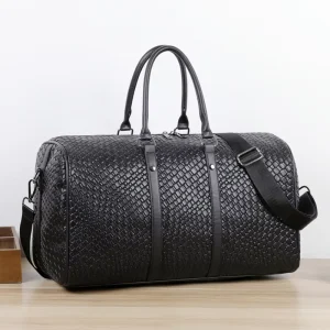 Men’s PU Leather Travel Duffel Bag Large Capacity Waterproof Weekend Overnight Bag for Business Trip Gym Sports