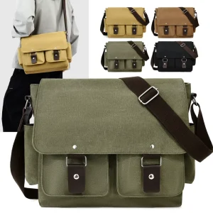 Men’s Vintage Crossbody Messenger Bag Canvas Breathable Wear-resistant Spring Casual Shoulder Bag Fashionable New
