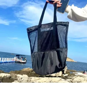 Mesh Beach Bag Large Beach Tote Bag for Family Beach Bag for Toys & Vacation Essentials