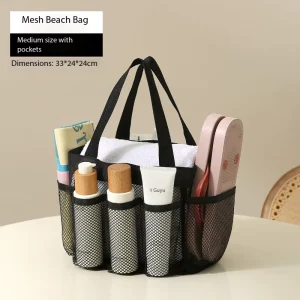 Mesh Non water Accumulation Beach Bag Big Bag With Inner Layer Compartment Foldable Handbag Sports Swim Gym Storage Bag