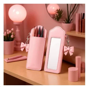 Mini Portable Lipstick Bag With Mirror Small JEWELRY Cosmetic Bag Makeup Storage Case