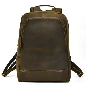 Minimalism Laptop Bag Men Genuine Leather Backpack School Bag for Daily Life