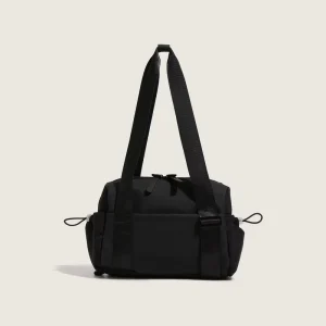 Minimalist Black Nylon Fashion Crossbody Bag with Zipper Closure Stone Pattern Single Strap for Men Women Daily Commute and Travel