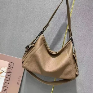 Minimalist Leather Hobo Bag Women’s Everyday Shoulder Crossbody Purse