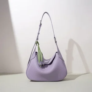 Minimalist Luxury Wonton Shoulder Bag Retro Elegant Knot Handle Women Handbag Soft Genuine Leather Underarm Hobo Purse