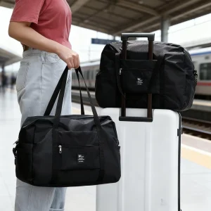 Modern Business Trip Travel Storage Bag Waterproof Folding Portable Single Shoulder Boarding Bag with Double Handles Polyester