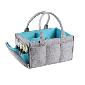 Modern Mommy Organizer Woven Messenger Diaper Caddy in Grey Felt Customizable Logo Novel Design Diaper Bags