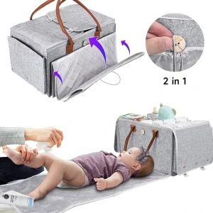Modern Solid Color Messenger Bag Felt Diaper Organizer Caddy with Logo Portable Diaper Basket