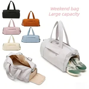 Multi Functional Large Capacity Storage Nylon with Shoe Pocket Casual Outdoor Soft Handheld Summer Travel Weekend Duffel Bags