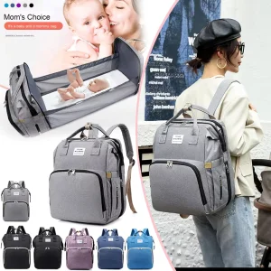 Multi Functional Mother & Baby Bag Foldable Waterproof Diaper Backpack with Bottle Holder
