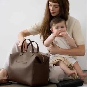 Multi Purpose Waterproof Pu Leather Large Capacity Diaper Backpack Stroller Hanging Straps 6 Pockets Travel Friendly Size