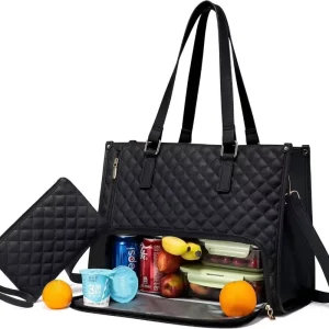 Multi functional Office Large Capacity Waterproof PU Portable Tote Lunch Cooler Bag with Strap