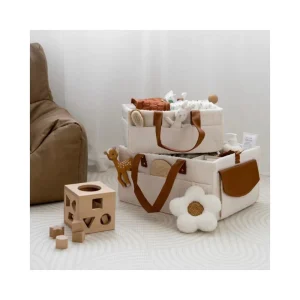 Multi pockets Baby Nursery Storage Basket Thick Felt Baby Diaper Caddy Large Organizer Nappy Bag for Newborns