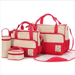 Multifunction Baby Messenger Diaper Bag Set Large Capacity Nursing Tote Diaper Bag 5 Pcs Mummy Bag Set
