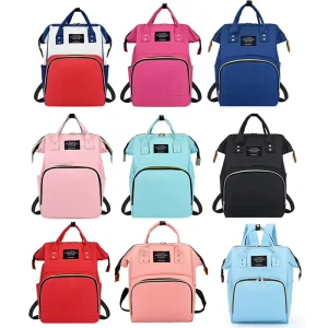Multifunctional Baby Mummy Diaper Backpack Waterproof Black Nylon Quilted Zipper Fashionable Travel Changing Bag for Moms