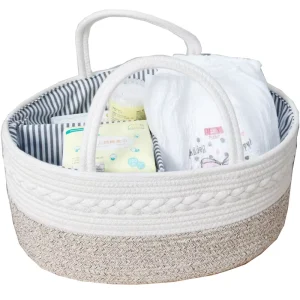 Multifunctional Brown Hanging Rope Diaper Caddy Organizer Eco-Friendly Gift Basket Storage Baskets Folding Function Baby Clothes