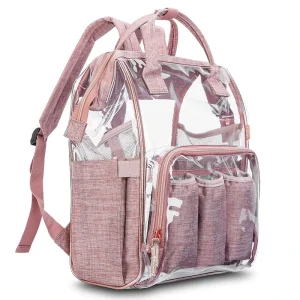 Multifunctional Design Transparent PVC Mommy Large Baby Diaper Bag Clear Nappy Changing Backpack
