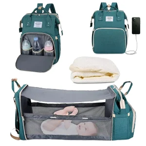 Multifunctional Folding Waterproof Maternity Stroller Baby Nappy Bag Bed Backpack Diaper Bag with Bassinet