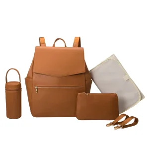 Multifunctional Stylish Waterproof Vegan PU Leather 4 in 1 Set Maternity Bag Travel Baby Backpack Baby Mommy Diaper Bags